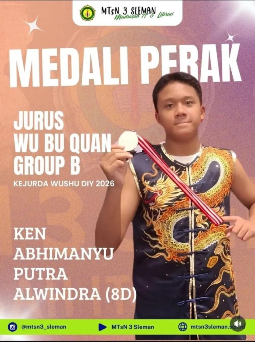 Aksi Tangguh Penuh Gaya, Ken Abhimanyu Sukses Raih Medali Perak Wushu DIY