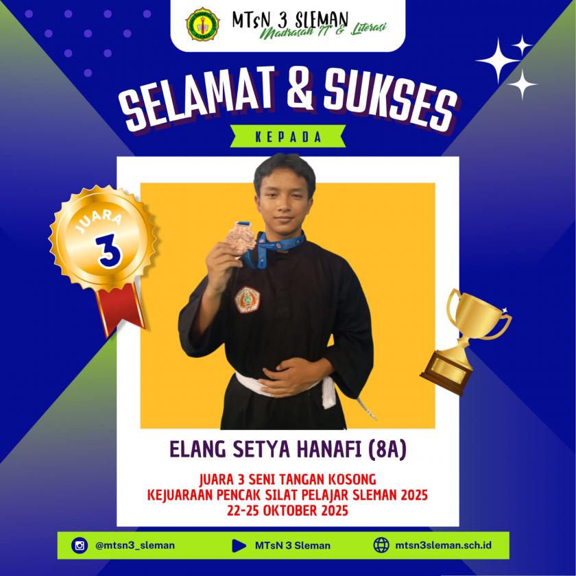 Kembali Toreh Prestasi Membanggakan Elang Setya Hanafi Juara 3 Seni Tangan Kosong