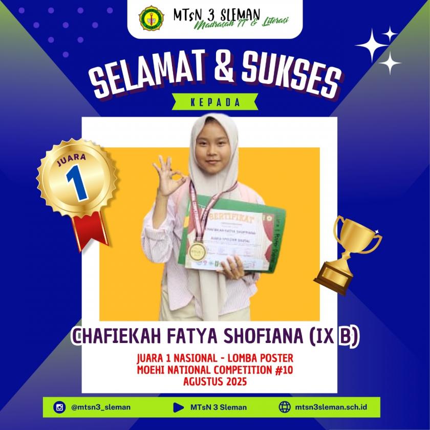 Poster Karya Siswi MTs Negeri 3 Sleman, Harumkan Nama di Ajang Nasional