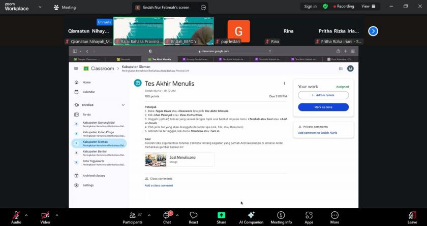 Guru MTsN 3 Sleman Ikuti Pendampingan Tahap III Kemahiran Berbahasa