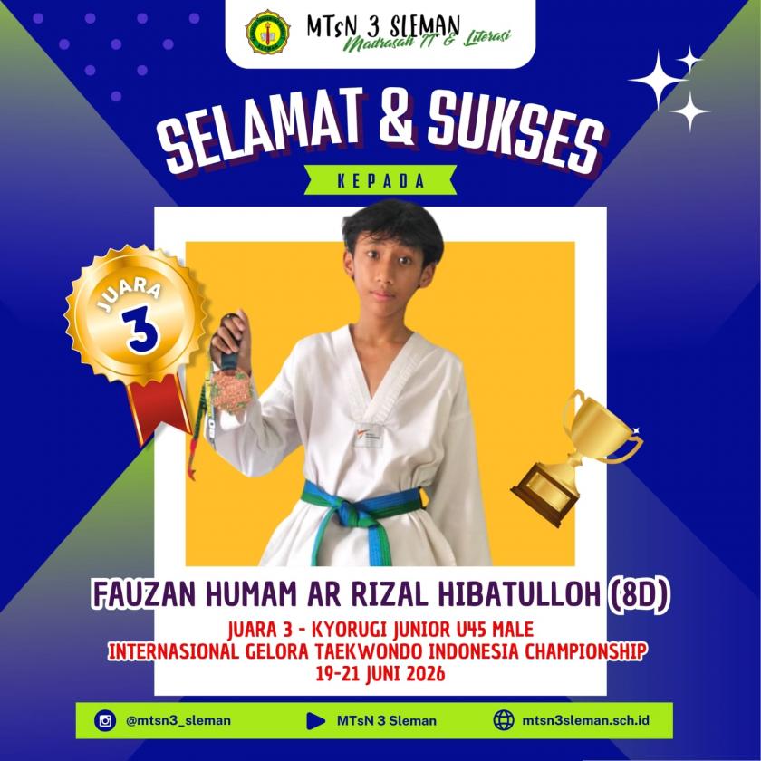 Sabet Juara 3, Fauzan Humam Raih Medali di International Gelora Taekwondo Indonesia Championship 2026