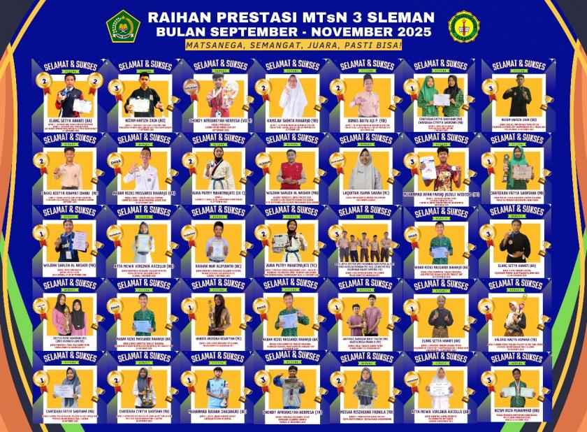 MTsN 3 Sleman Torehkan Deretan Prestasi Gemilang September sampai November 2025