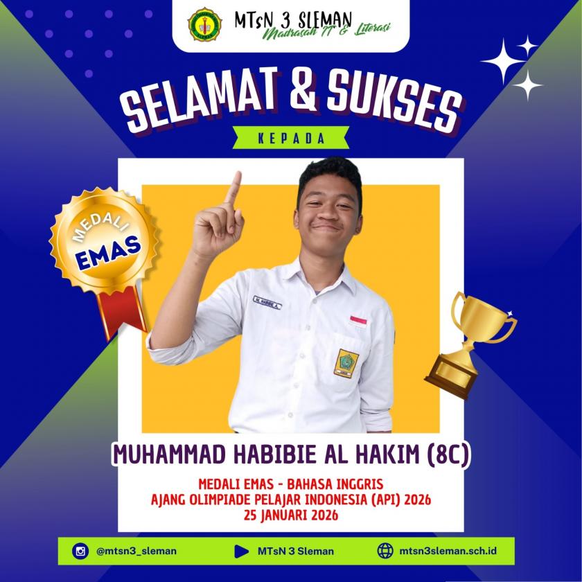 M Habibi dari MTsN 3 Sleman Raih Medali Emas Olimpiade Bahasa Inggris API 2026