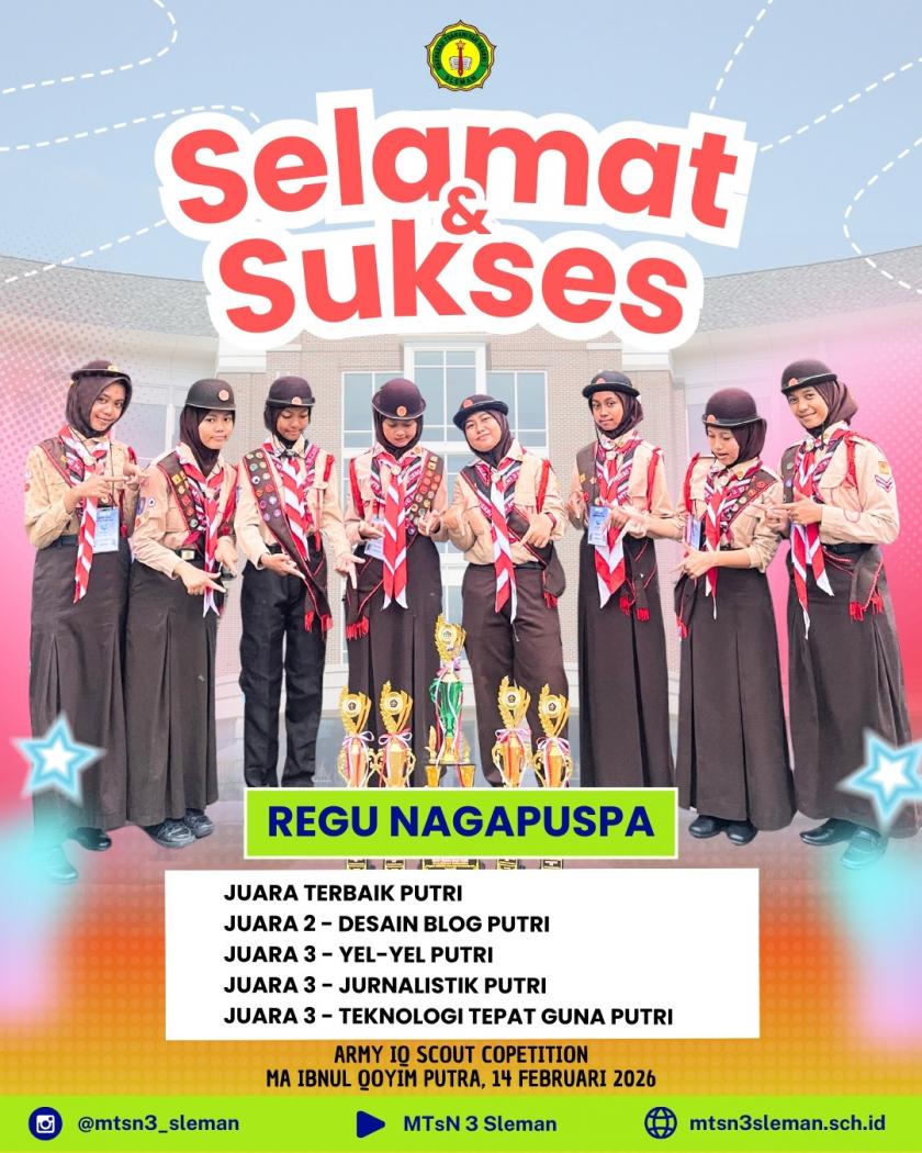 Kontingen MTsN 3 Sleman Raih Juara 3 Jurnalistik Putri di Army IQ Scout Competition