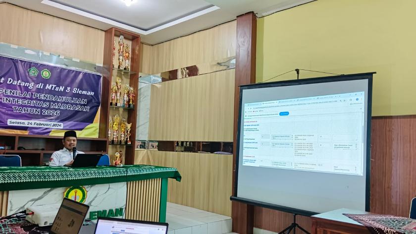 Tim Area Akuntabilitas MTsN 3 Sleman Jalani Penilaian Pendahuluan Zona Integritas oleh Biro ORTALA Kemenag RI