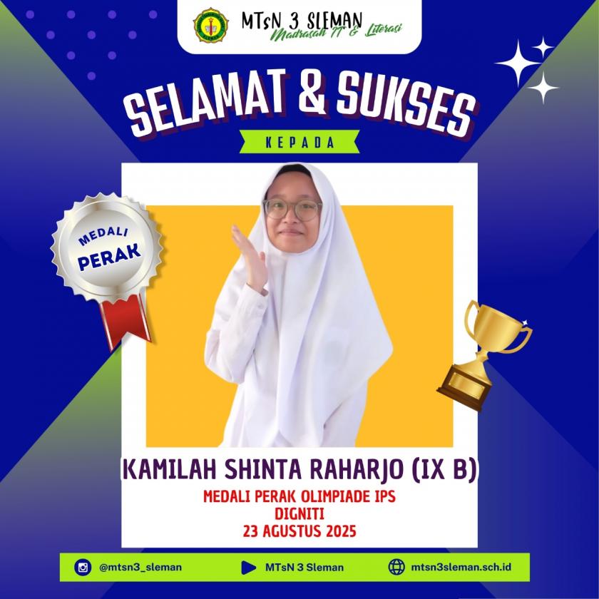 Siswa MTs N 3 Sleman Raih Satu Medali Perak, di Olimpiade Digniti