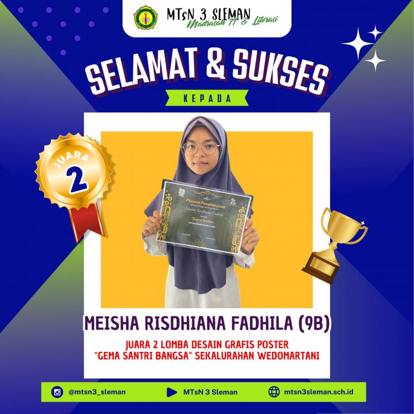 Meisha Harumkan Nama MTs Negeri 3 Sleman di Ajang Desain Poster