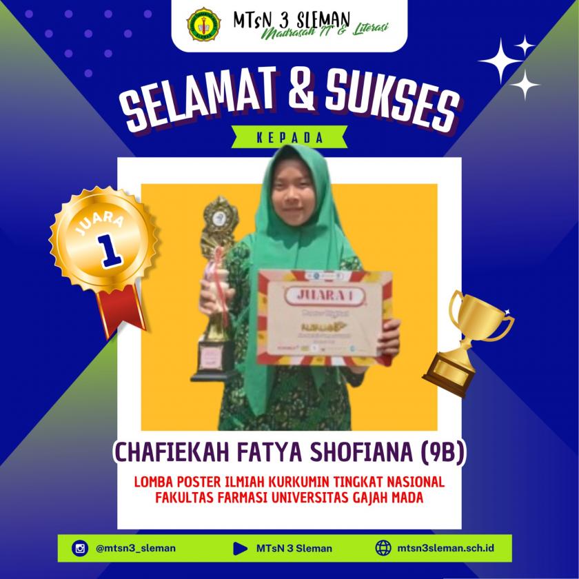 Siswa MTs N 3 Sleman Raih Juara 1 Lomba Digital Poster Nasional Kurkumin 2025
