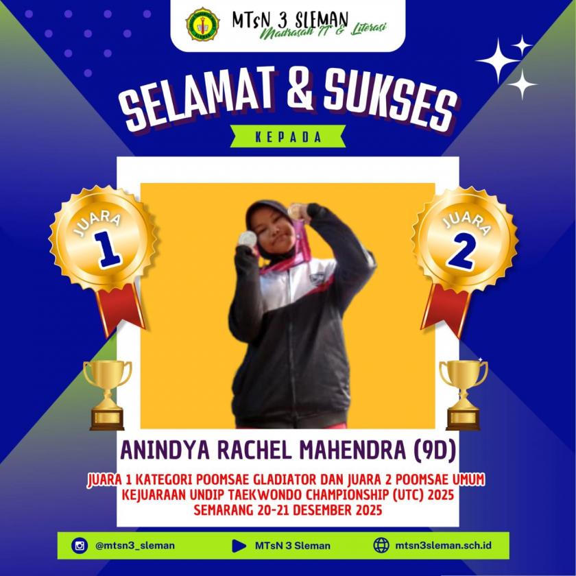 Anindya Rachel Harumkan Nama MTs Negeri 3 Sleman di Kejuaraan UTC 2025