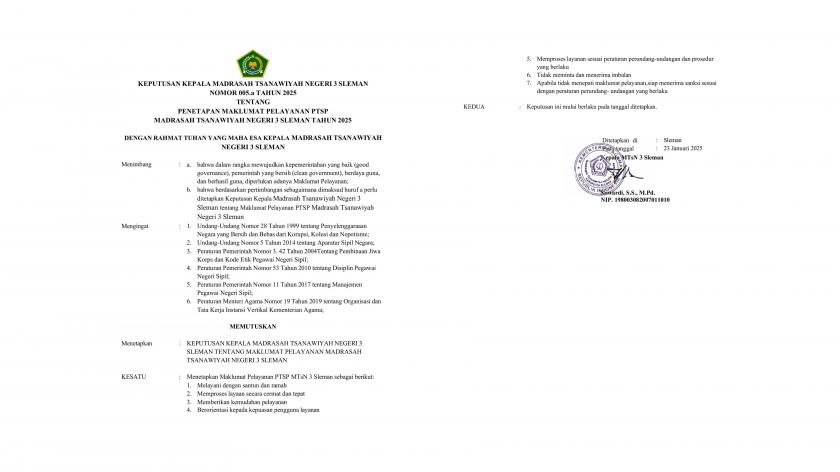 SK Maklumat Pelayanan PTSP SK Maklumat Pelayanan PTSP